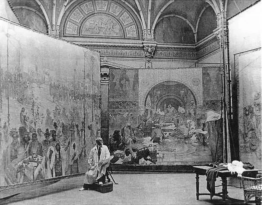 Mucha at work on The Slav Epic