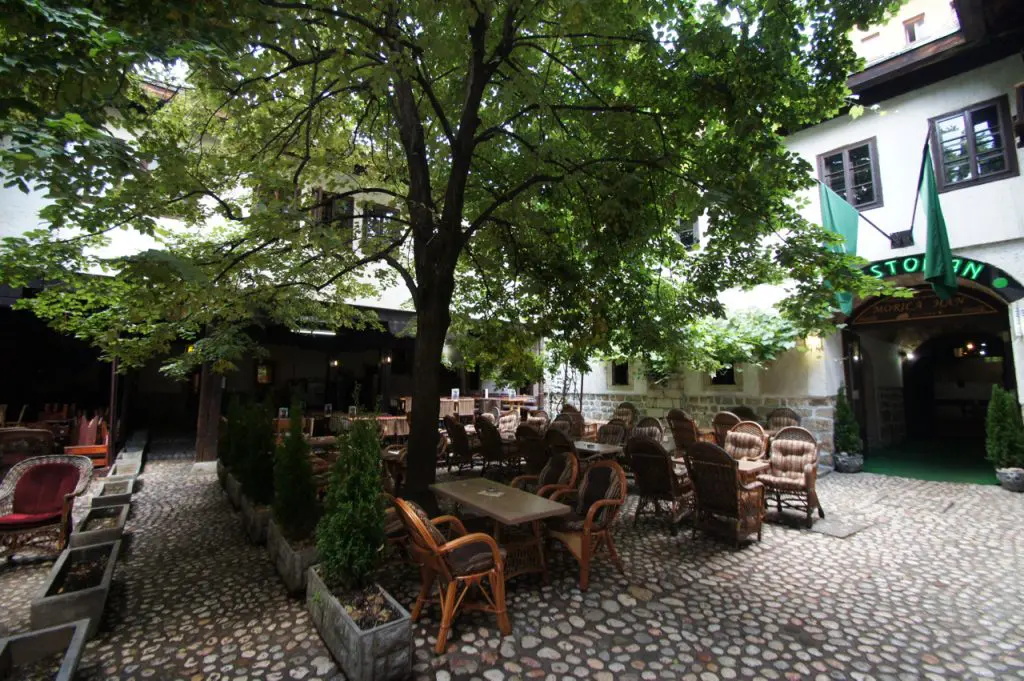 Restaurant courtyard in the Sarajevo bazaar