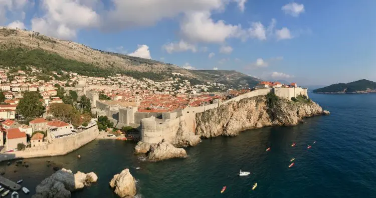 Dubrovnik city walls view from fort lovrijenac