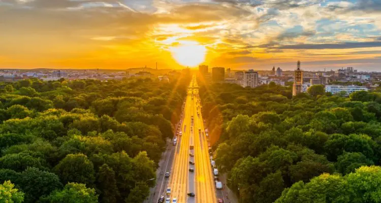 berlin aerial view of tiergarten park in victory column