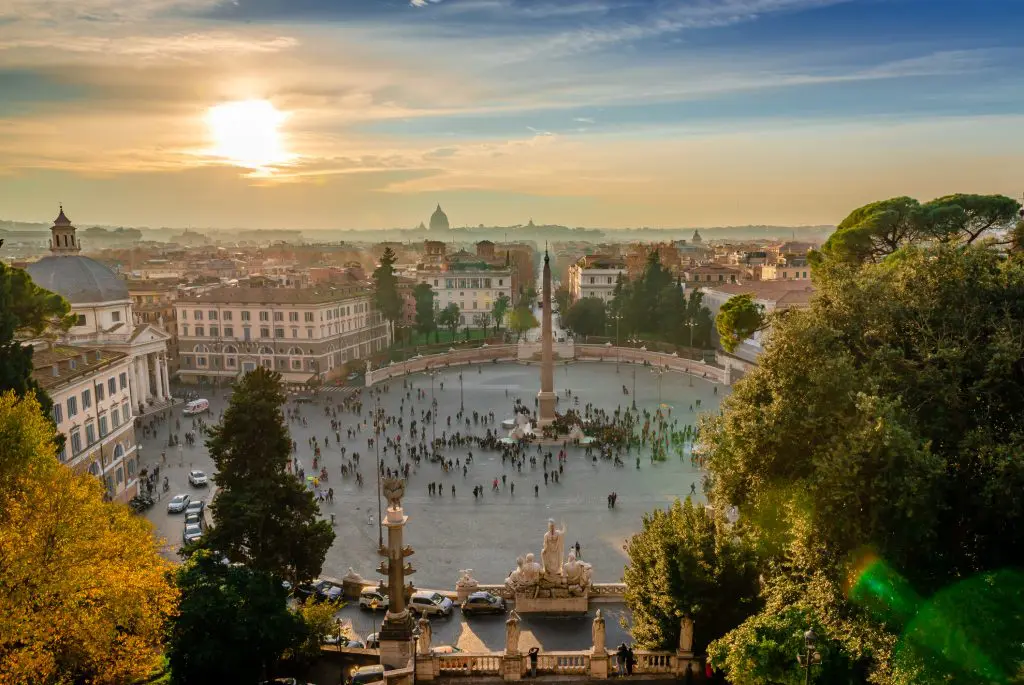 View of Piazza del Popolo in the evening