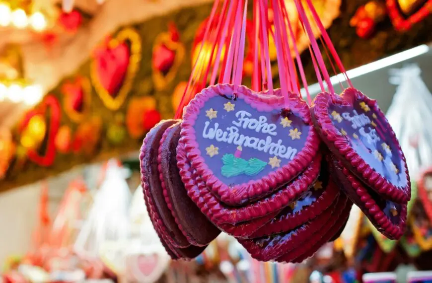 This is a close-up of Christmas cookies shaped like hearts.
