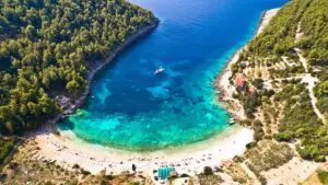 This is an aerial view of Pupnatska Luka in Croatia.