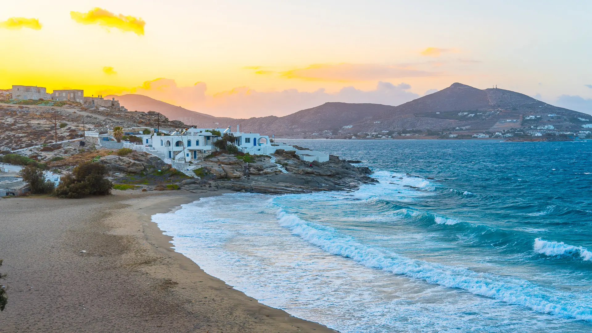 This image shows a beach on a windy day.