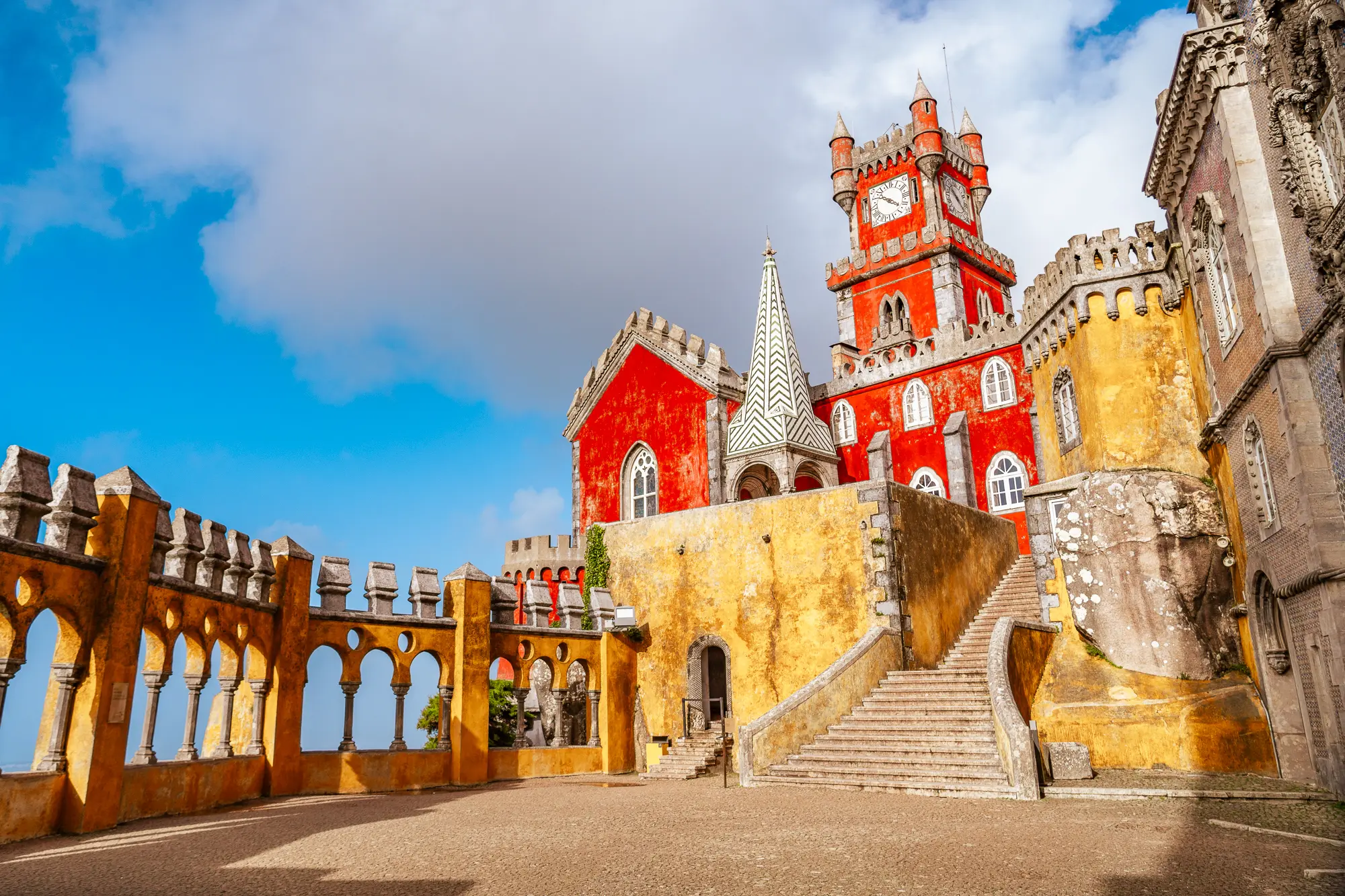 Pena Palace with its red and yellow towers.