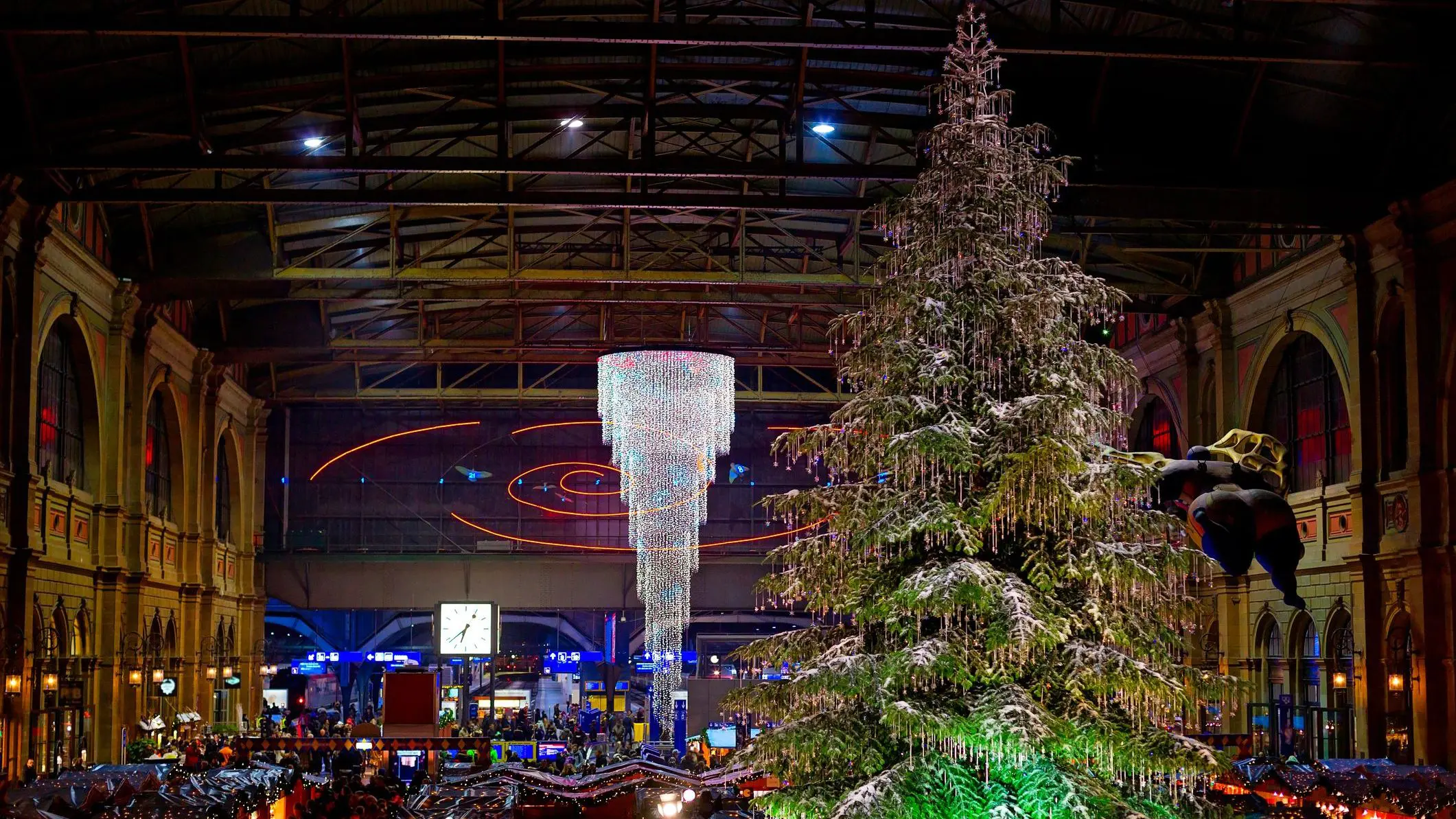 The interior of Zurich's train station transformed into one of Europe's best indoor Christmas markets. 
