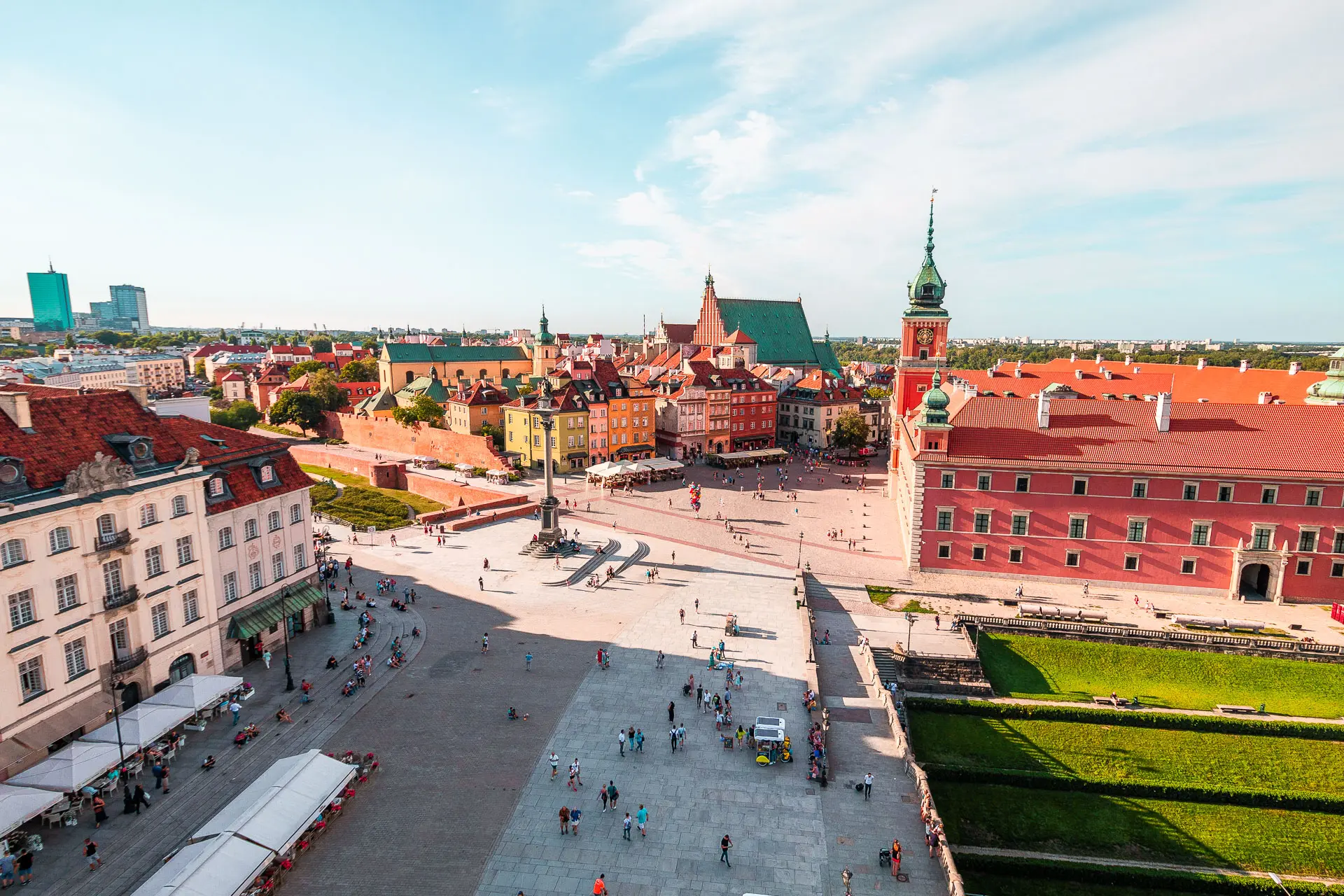 An aerial view of Warsaw Old Town, one of the best places to visit in Poland.
