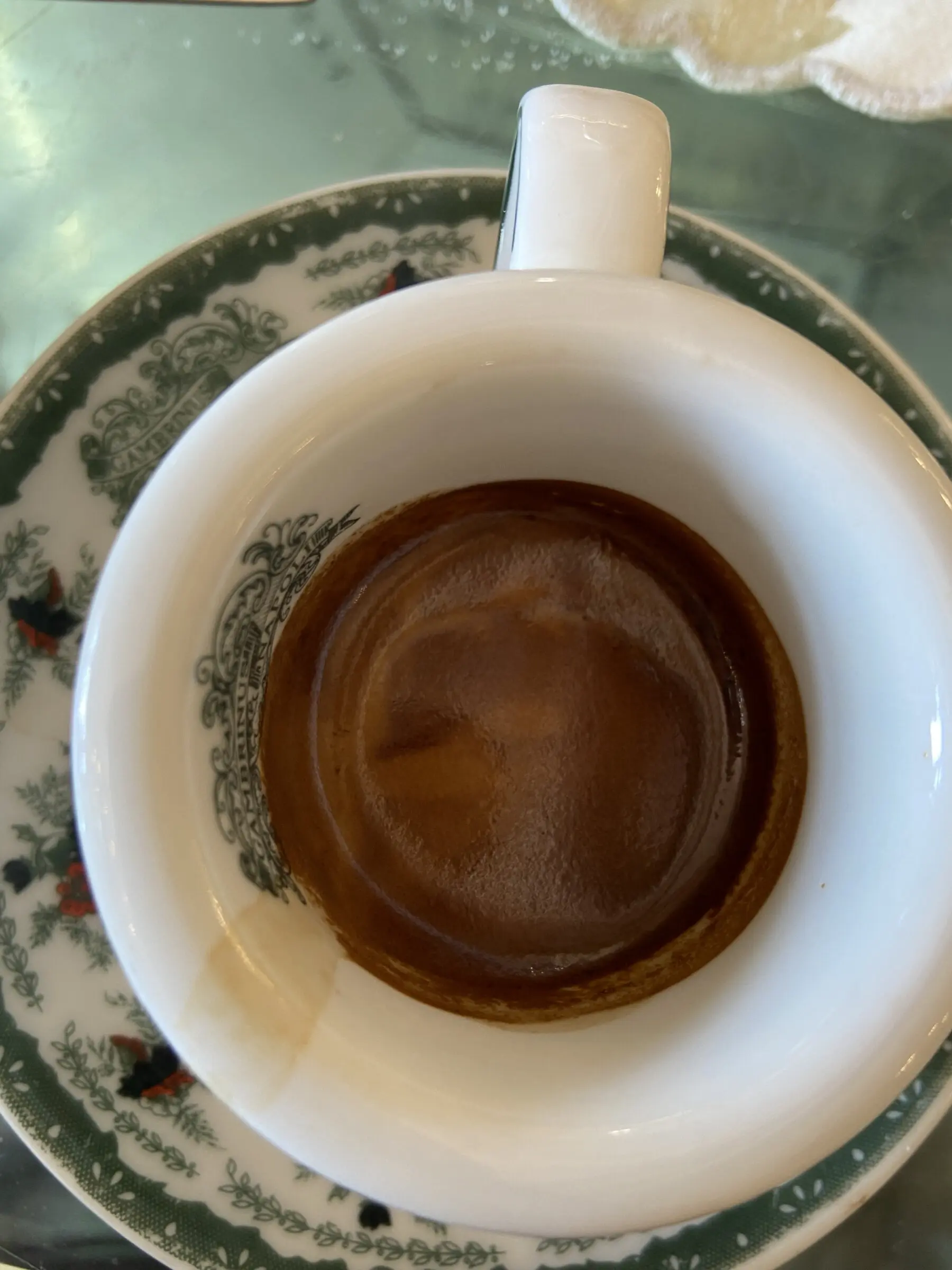 A close-up of a cup of coffee.