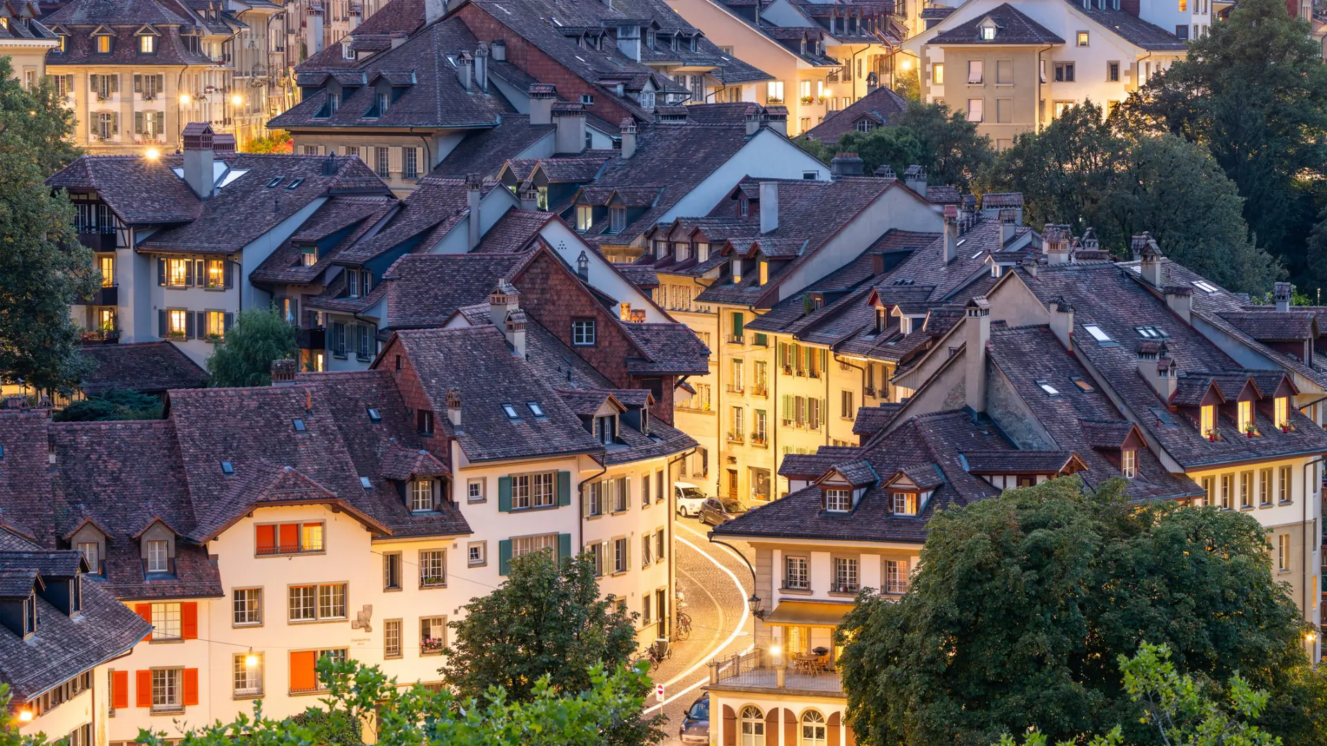 A close-up of beautiful houses in Bern, one of the best places to visit in Switzerland.