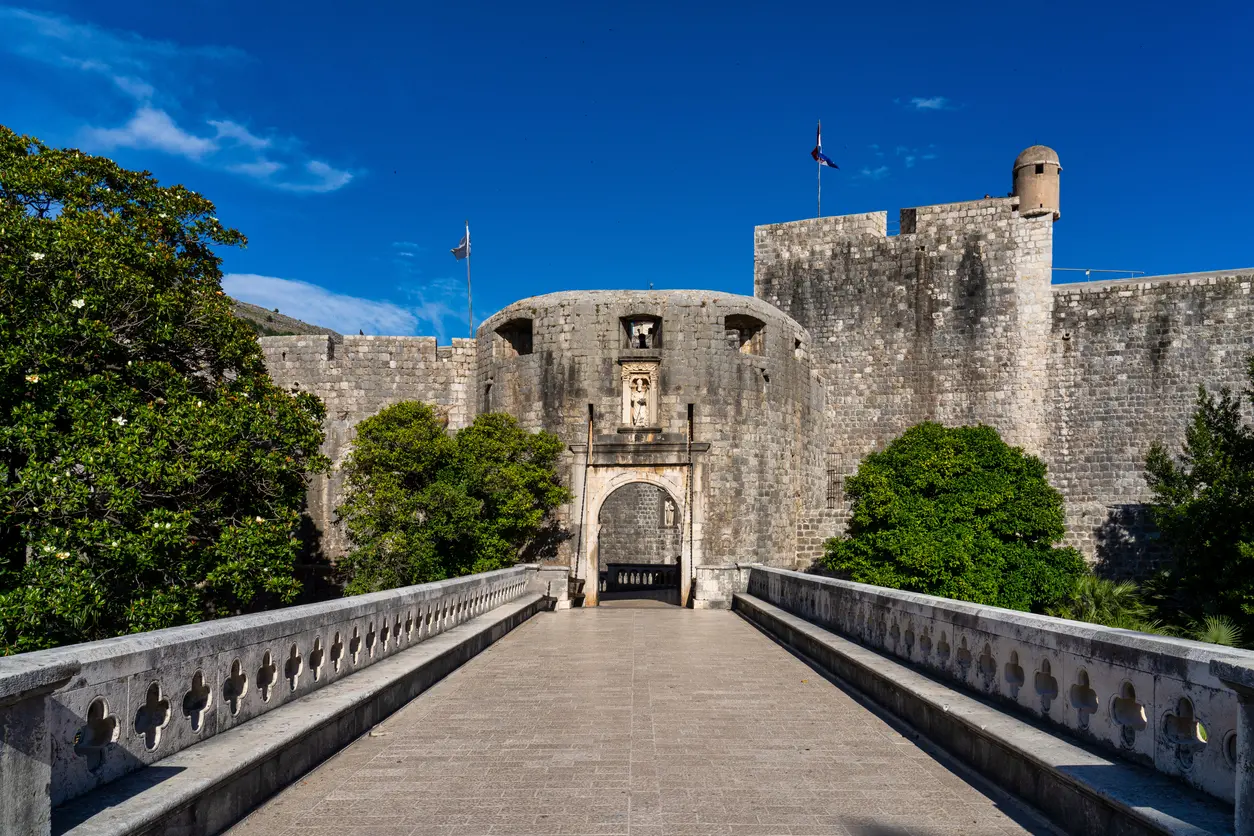 Photo of Pile Gate, the main entrance to the Old Town of Dubrovnik.