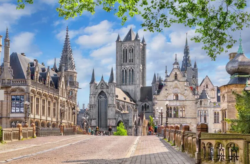 A panoramic view of the historic center's skyline in the early morning.