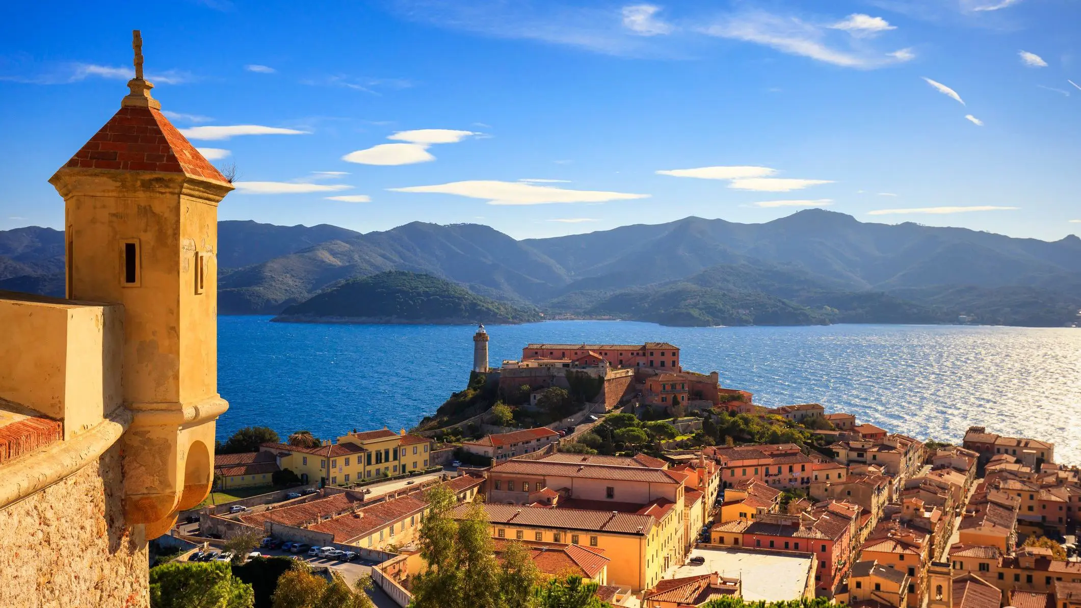 An aerial view of Portoferraio from the fort. 