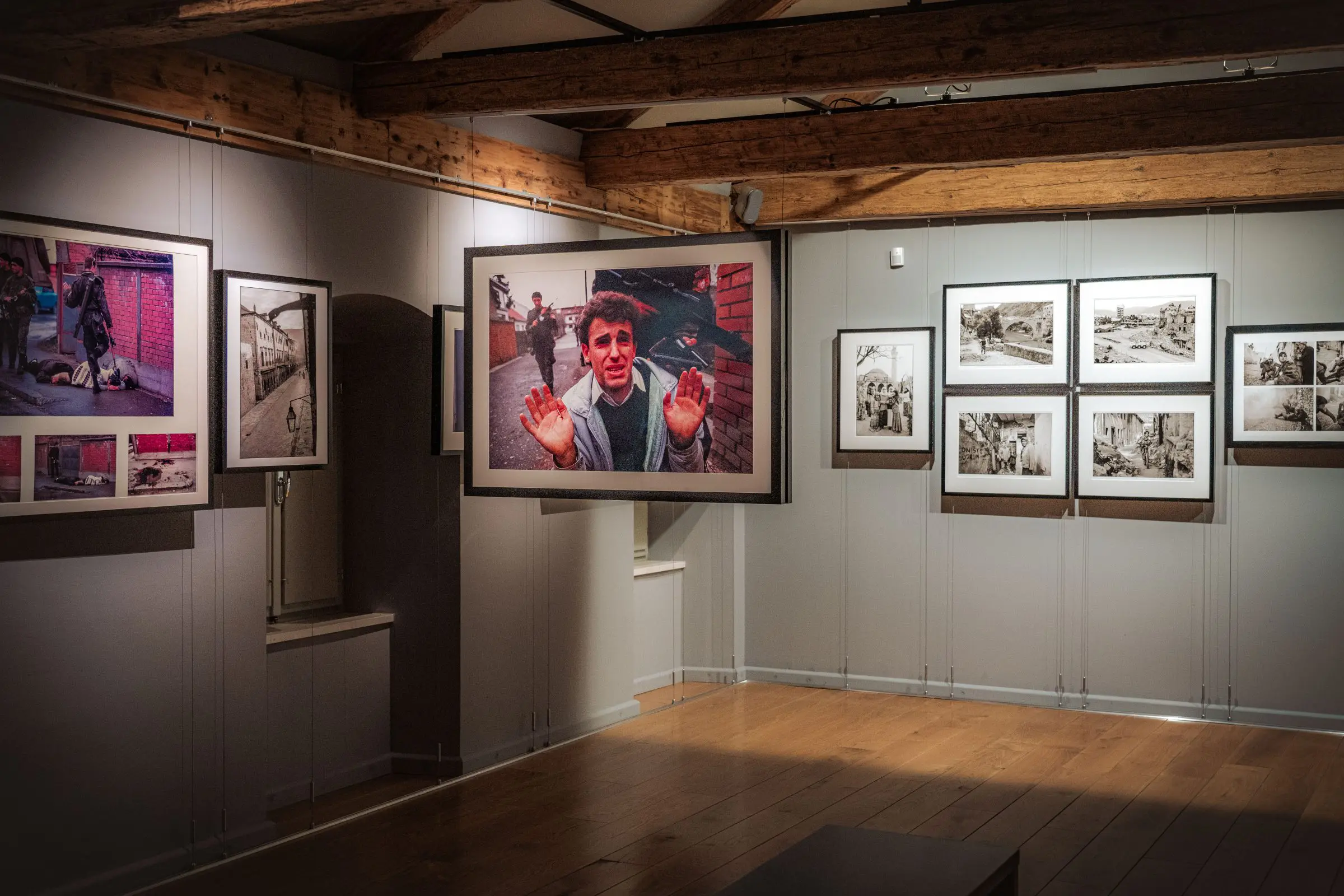 The interior of a photography exhibition.