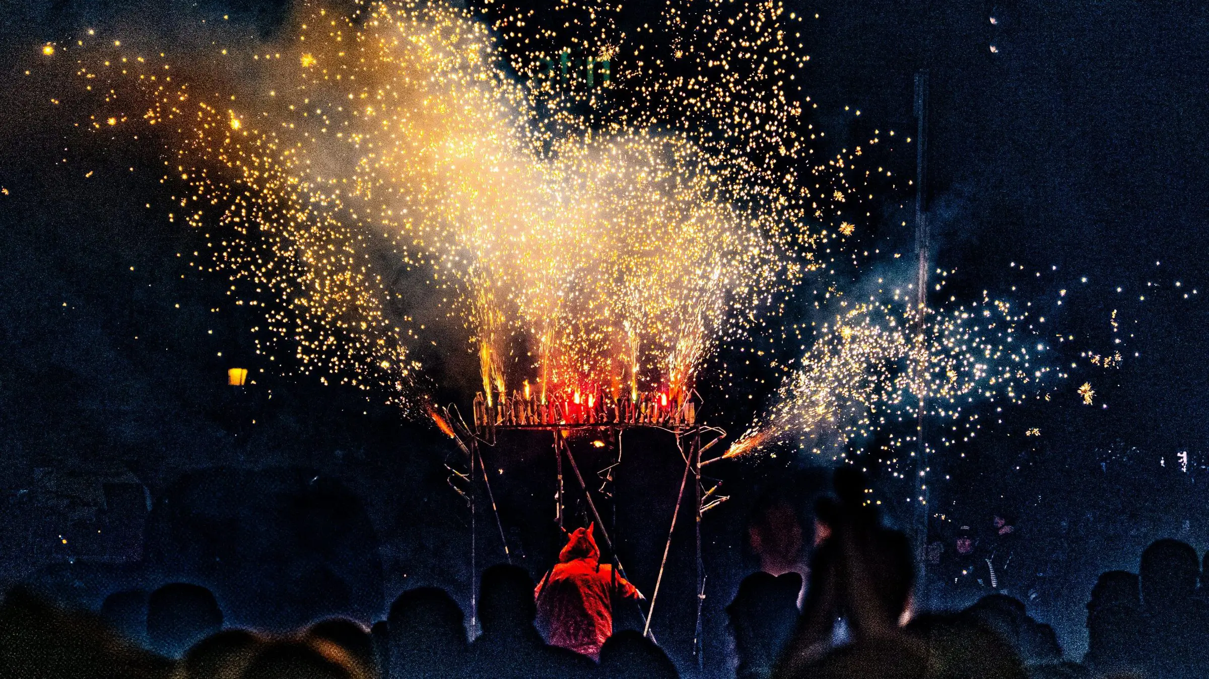 Fireworks in the dark. 