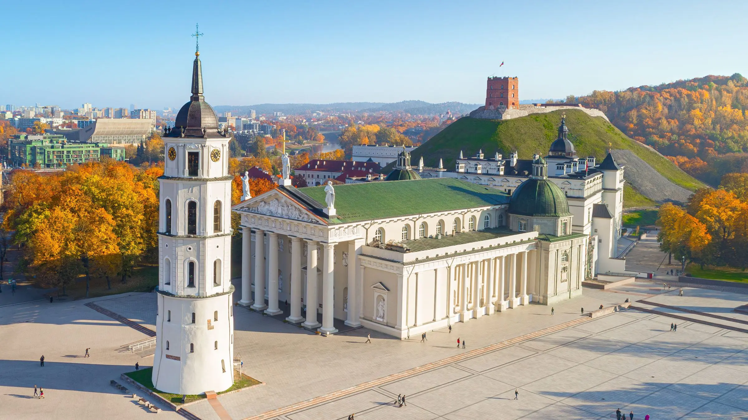 The main square in Vilnius, dominated by the Cathedral. 