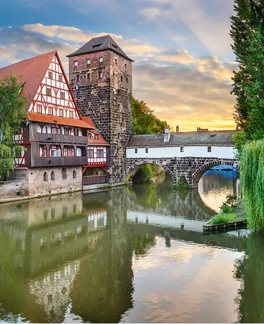 Nuremberg, Germany at Hangman's Bridge over the Pegnitz River.