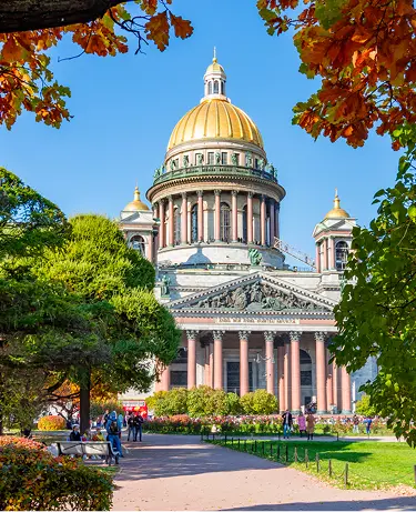 St. Isaac's cathedral in autumn, Saint Petersburg, Russia