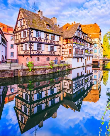 Strasbourg, Alsace, France. Traditional half timbered houses of Petite France.