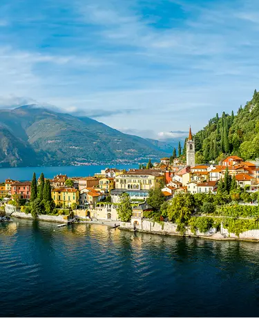 Landscape with Varenna town at Como lake region, Italy