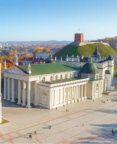 The Cathedral Square, main square of the Vilnius Old Town, Vilnius, Lithuania