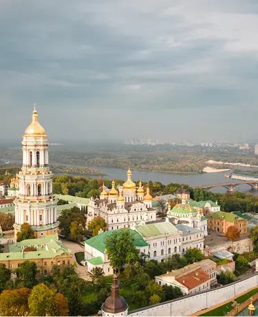 Aerial view of Pechersk Lavra in Kiev. A UNESCO world heritage site in Ukraine