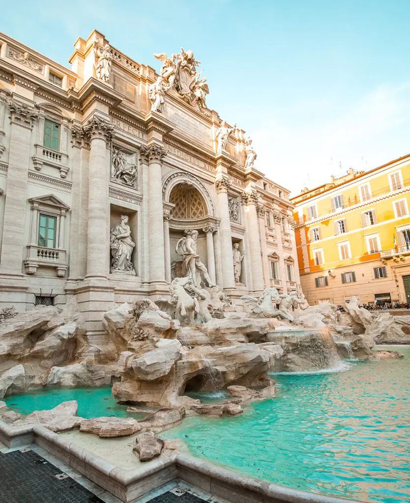 Famous iconic Trevi Fountain at Piazza Di Trevi