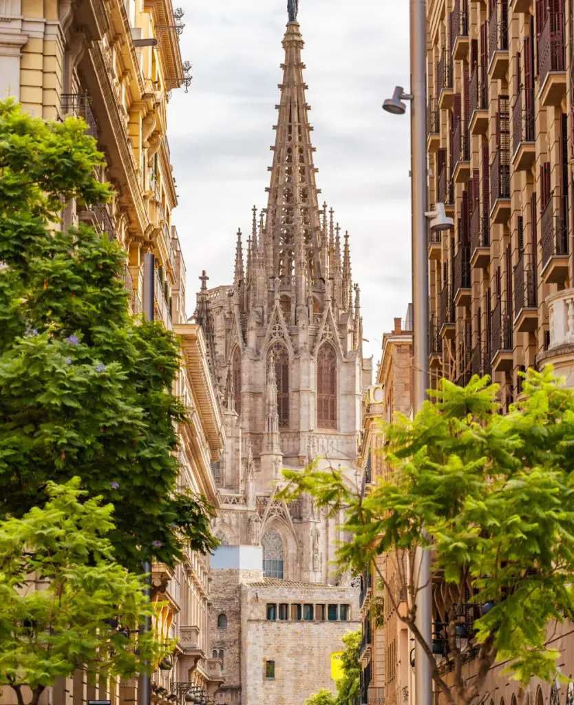 La Sagrada Familia Cathedral in Eixample district of Barcelona Spain