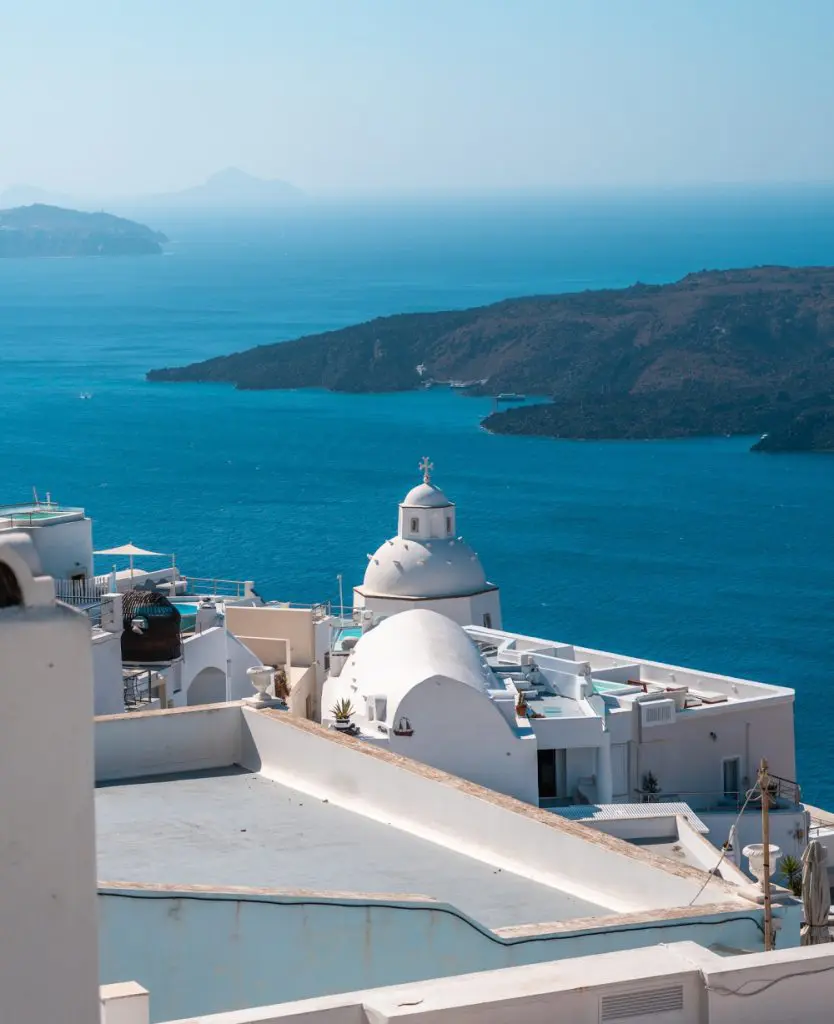 Architecture of Oia town on Santorini island, Greece