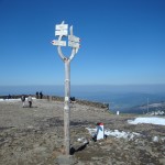 Signpost atop Snezka