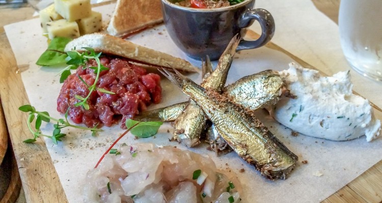 A sampling platter of starters at Farm in Tallinn.