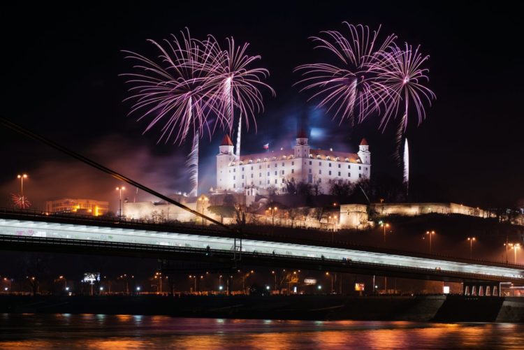 Celebration of New Year in Bratislava, Slovakia