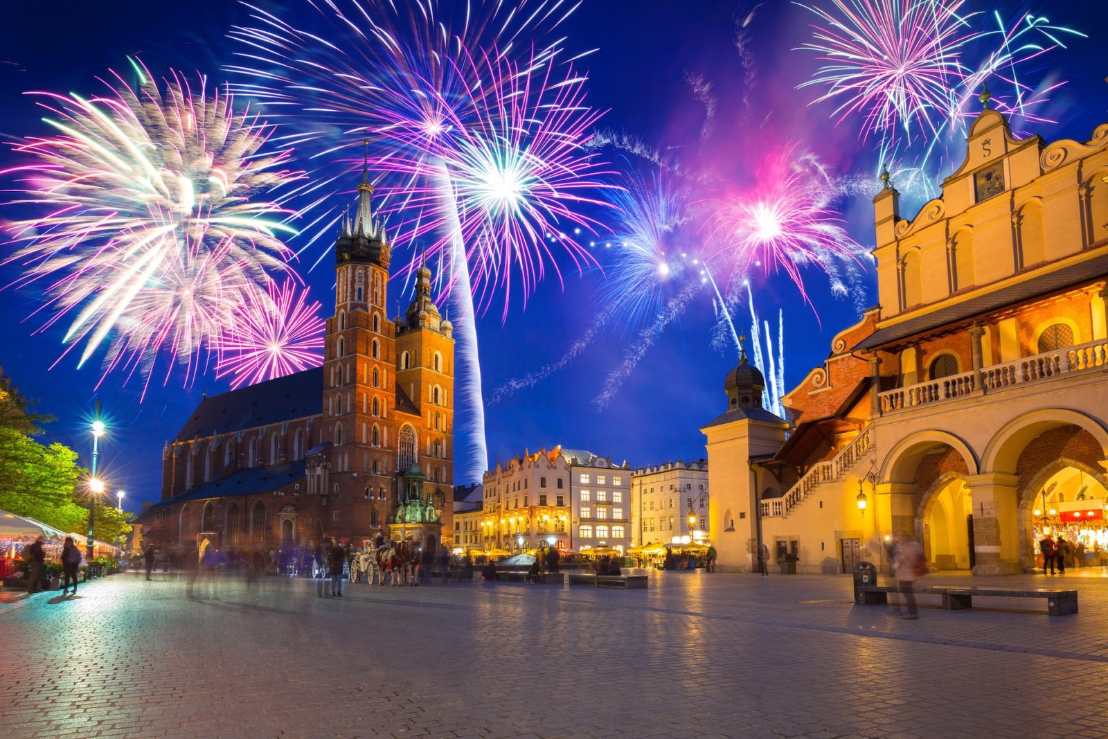 New Years firework display in Krakow