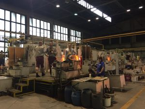 Moser glassworks factory floor