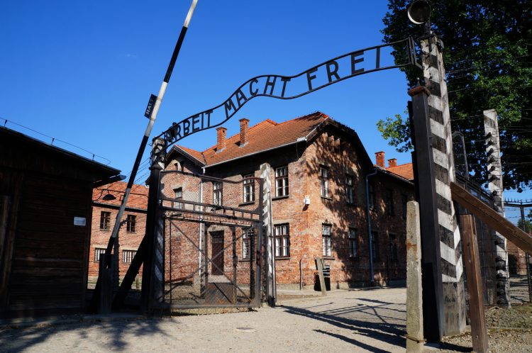 Gates to Auschwitz Birkenau Concentration Camp