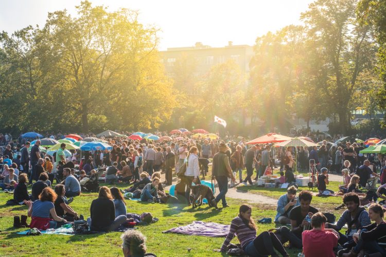 Thai food market / street food in public park (Preussenpark) in Berlin