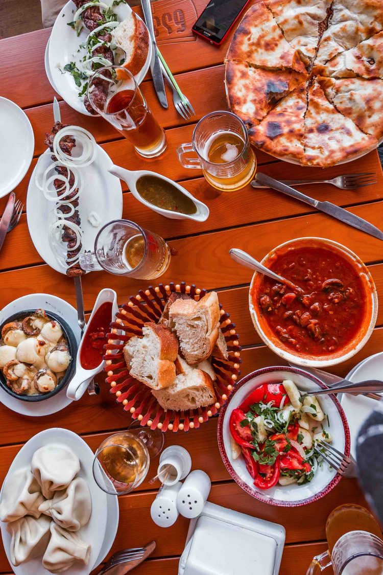 A spread of Georgian food.