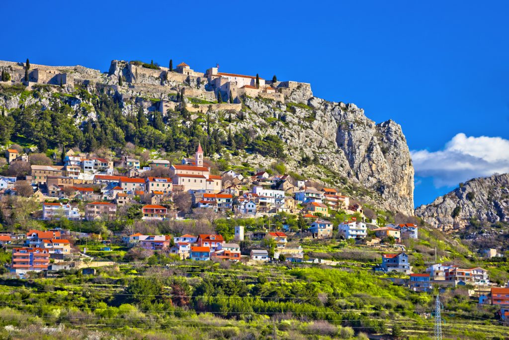 Town and fortress of Klis near Split view, Dalmatia region of Croatia