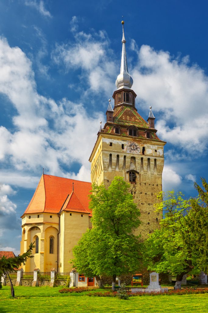 Saschiz fortified church in Transylvania, Romania. It is a UNESCO World Heritage site.