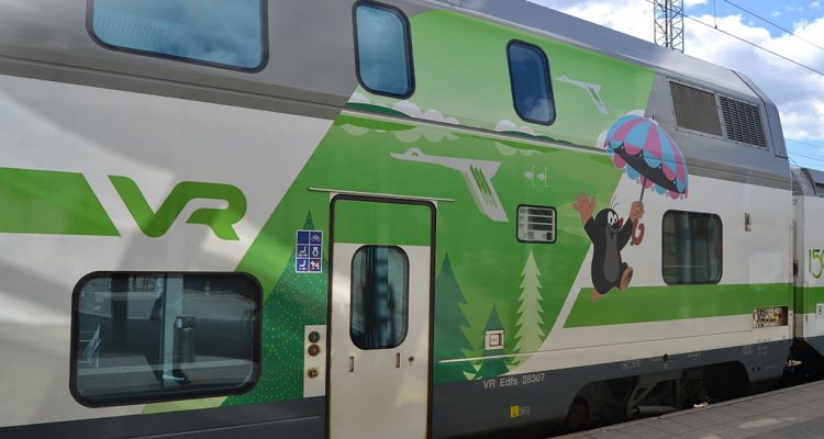 Krtek on a Finnish railroad car, courtesy of Antti Leppänen: https://commons.wikimedia.org/wiki/File:Edfs_coach.JPG