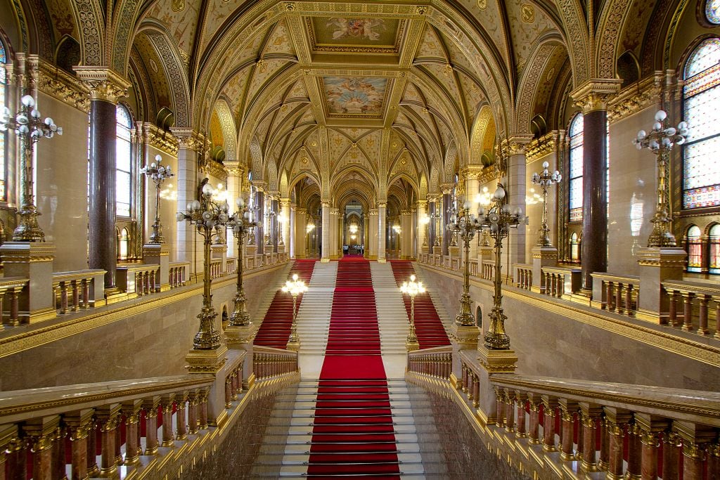 Entrance Hall, Hungarian Parliament, Budapest, Hungary