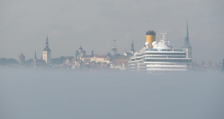 Tallinn's skyline, framed by fog