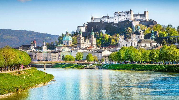 Salzburg and Salzach River