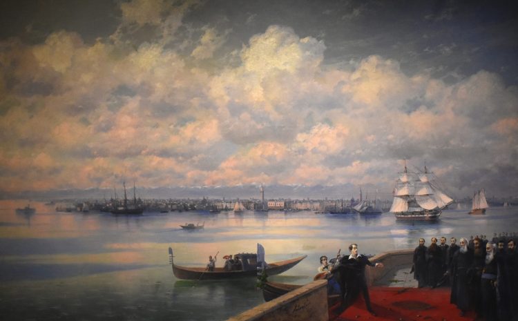 Aivazovsky's depiction of Lord Byron arriving at San Lazzaro