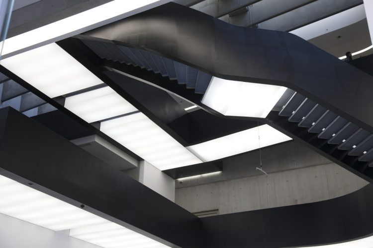 "Top view inside the national museum of the XXI Century Arts (Maxxi) in Rome, Italy."