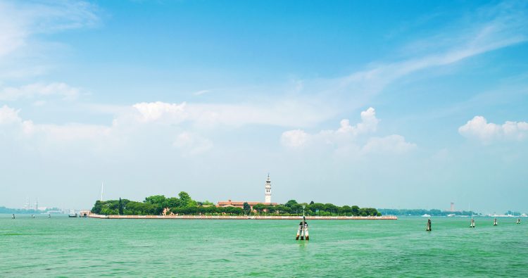 Italy,02 June 2018,lagoon venice island of San Lazzaro Degli Armeni, tiny island, the spiritual center of Armenian culture, founded in the early 18th century