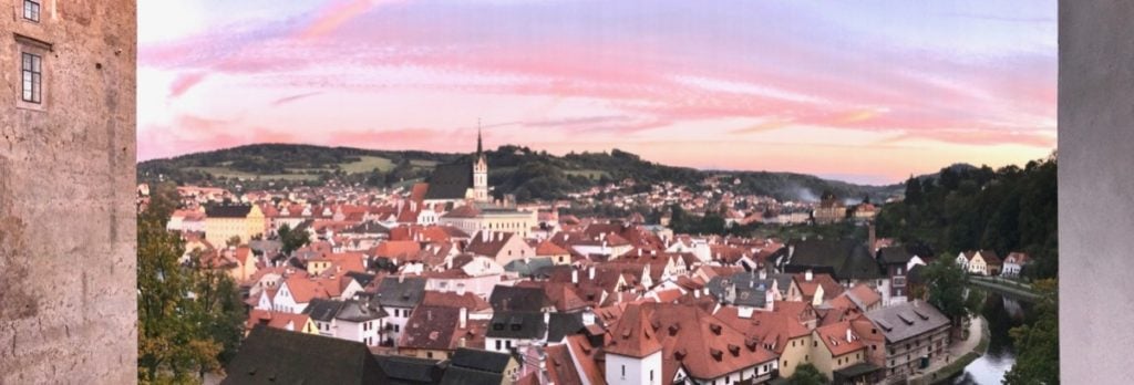 Sunset in Cesky Krumlov, something day-trippers will never see