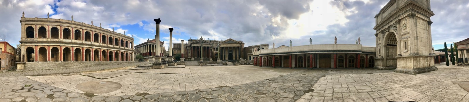 Panorama of an ancient Rome set at Cinecitta