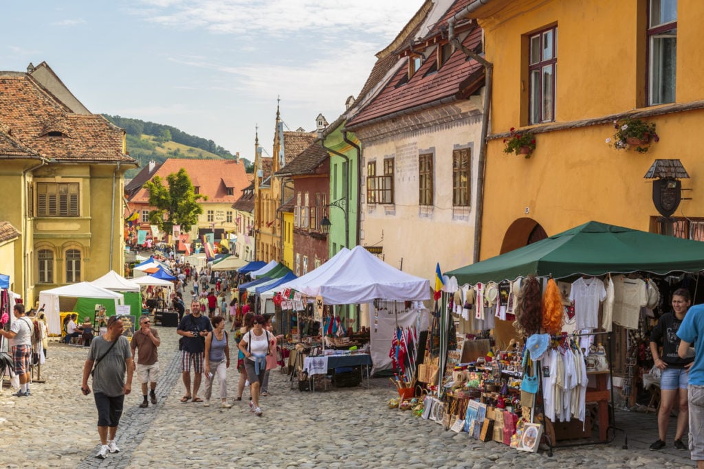 Busy street at Sighisoara Medieval Festival