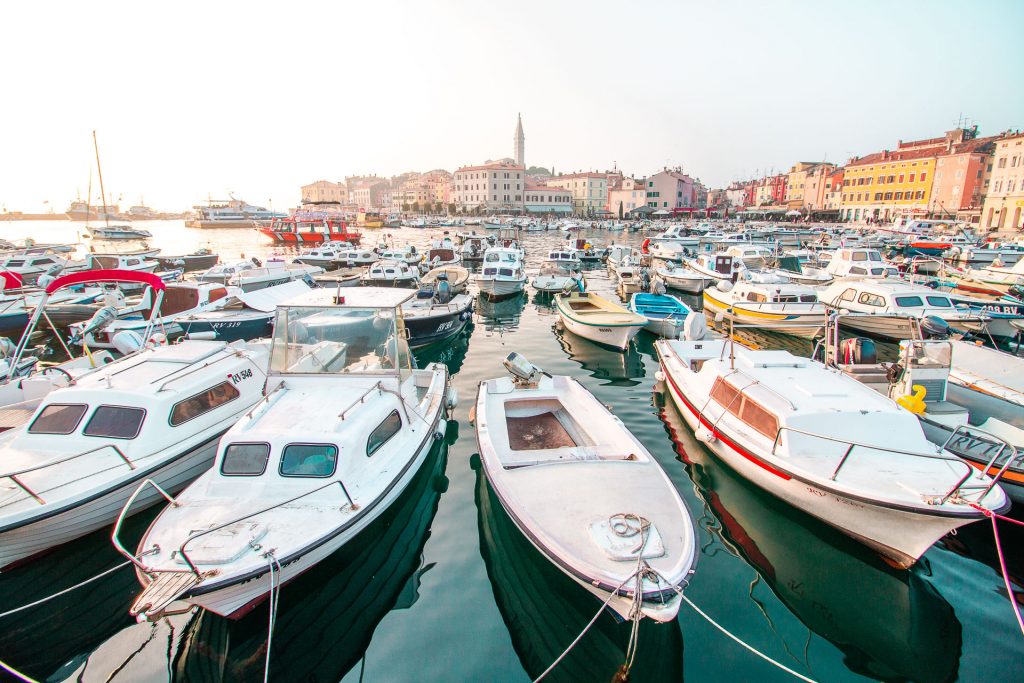 Small boats in the harbor at Rovinj 