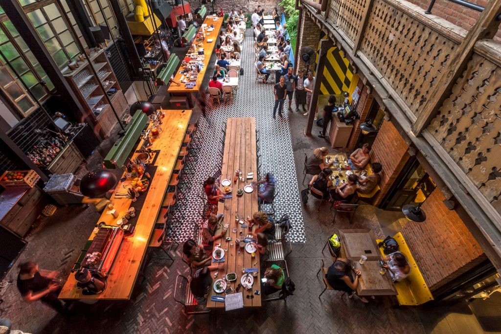 Top-down view of the tables at Lolita